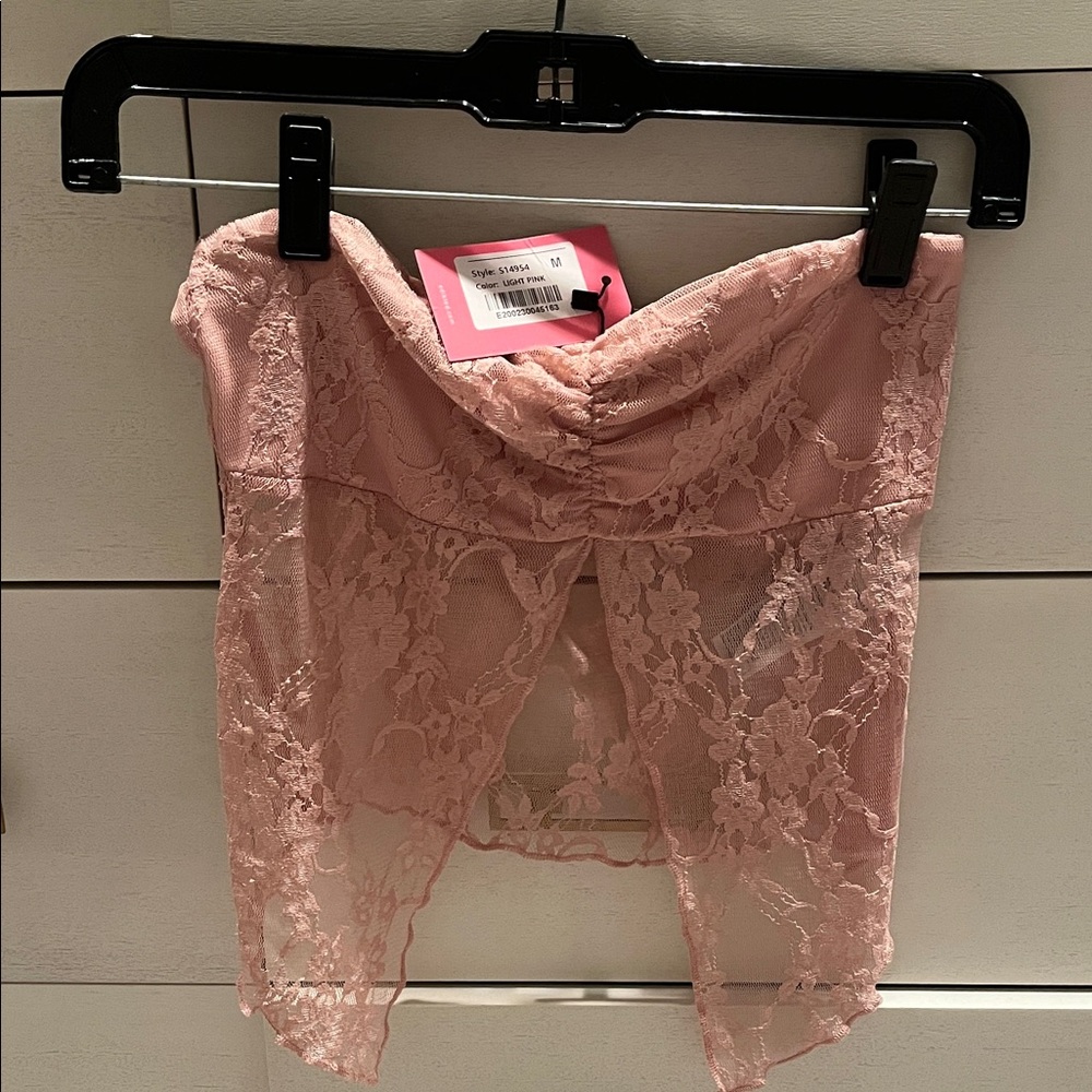 Edikted Pink Lace Strapless Top new with tags